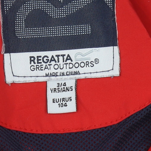 Regatta Boys Red Blue Parka Jacket 3-4 Years, Hooded, Waterproof