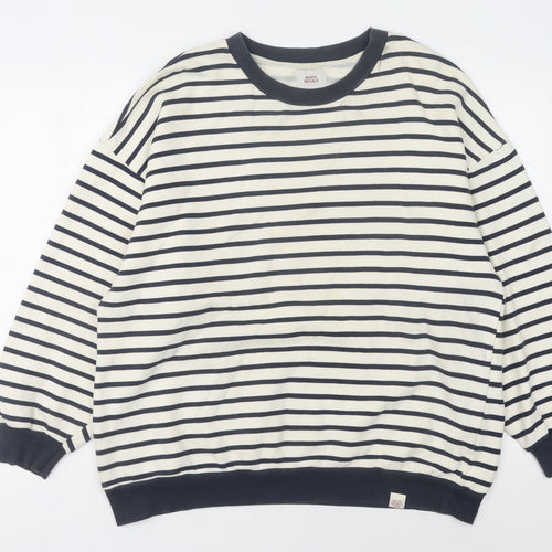 Pacific Republic Women's Black M Pullover Striped Sweatshirt