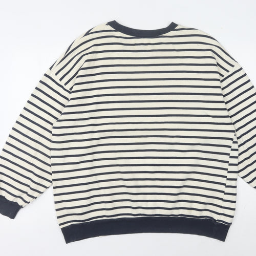 Pacific Republic Women's Black M Pullover Striped Sweatshirt