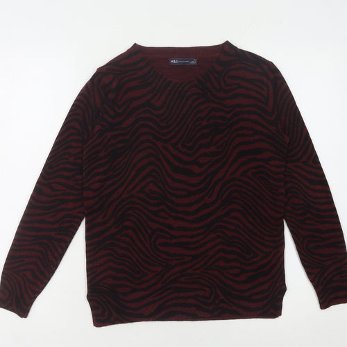 Marks and Spencer Women Burgundy Animal Print Jumper