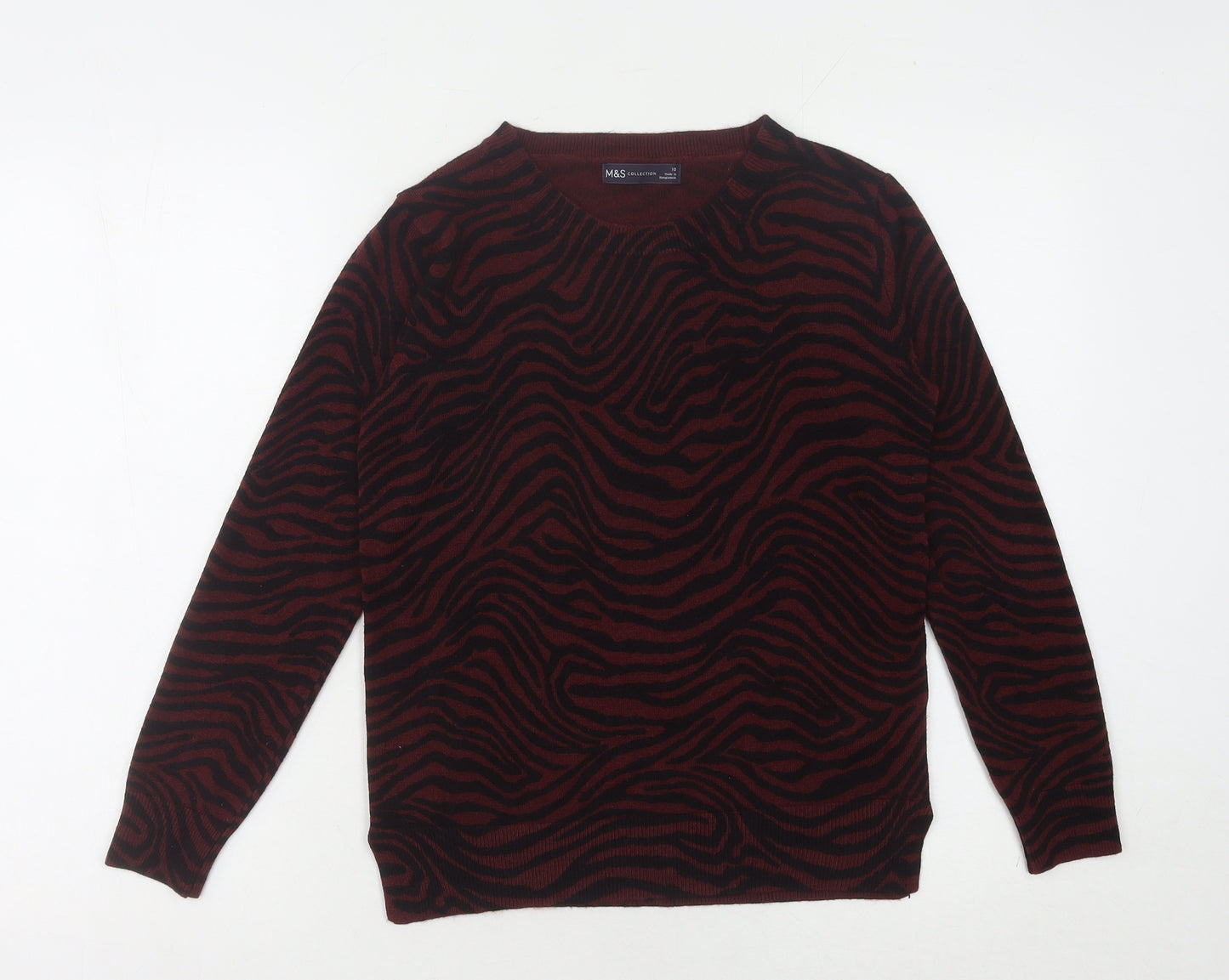 Marks and Spencer Women Burgundy Animal Print Jumper