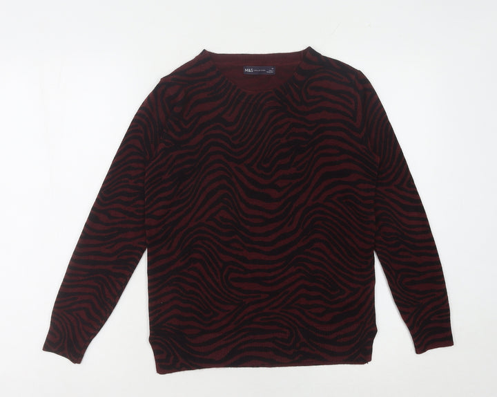 Marks and Spencer Women Burgundy Animal Print Jumper