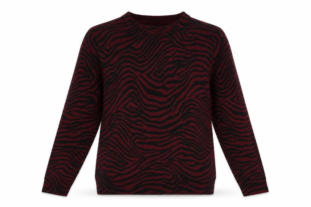 Marks and Spencer Women Burgundy Animal Print Jumper