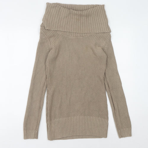 H&M Women Beige Cowl Neck Pullover Jumper Size 6
