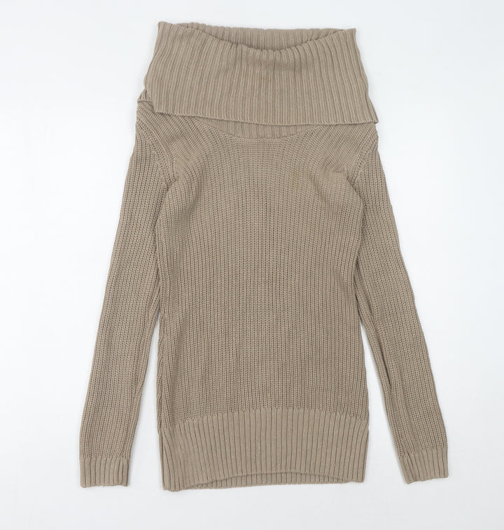 H&M Women Beige Cowl Neck Pullover Jumper Size 6