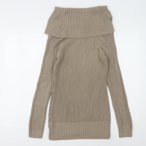 H&M Women Beige Cowl Neck Pullover Jumper Size 6