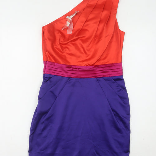 Lipsy Women Multicoloured One Shoulder Dress Size 8