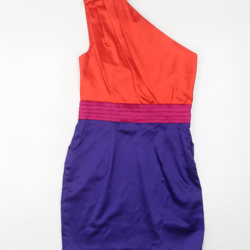 Lipsy Women Multicoloured One Shoulder Dress Size 8