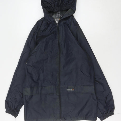 Regatta Boys Blue Hooded Rain Coat, Size 12, Lightweight