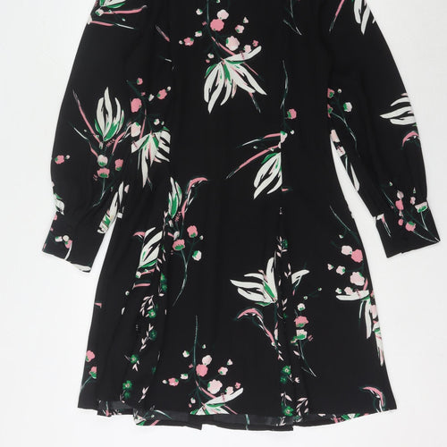 Marks and Spencer Women's Black Floral Collared Dress Size 10