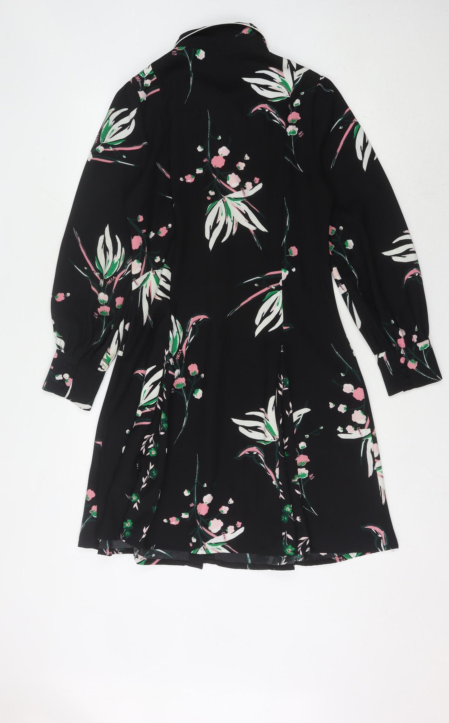Marks and Spencer Women's Black Floral Collared Dress Size 10