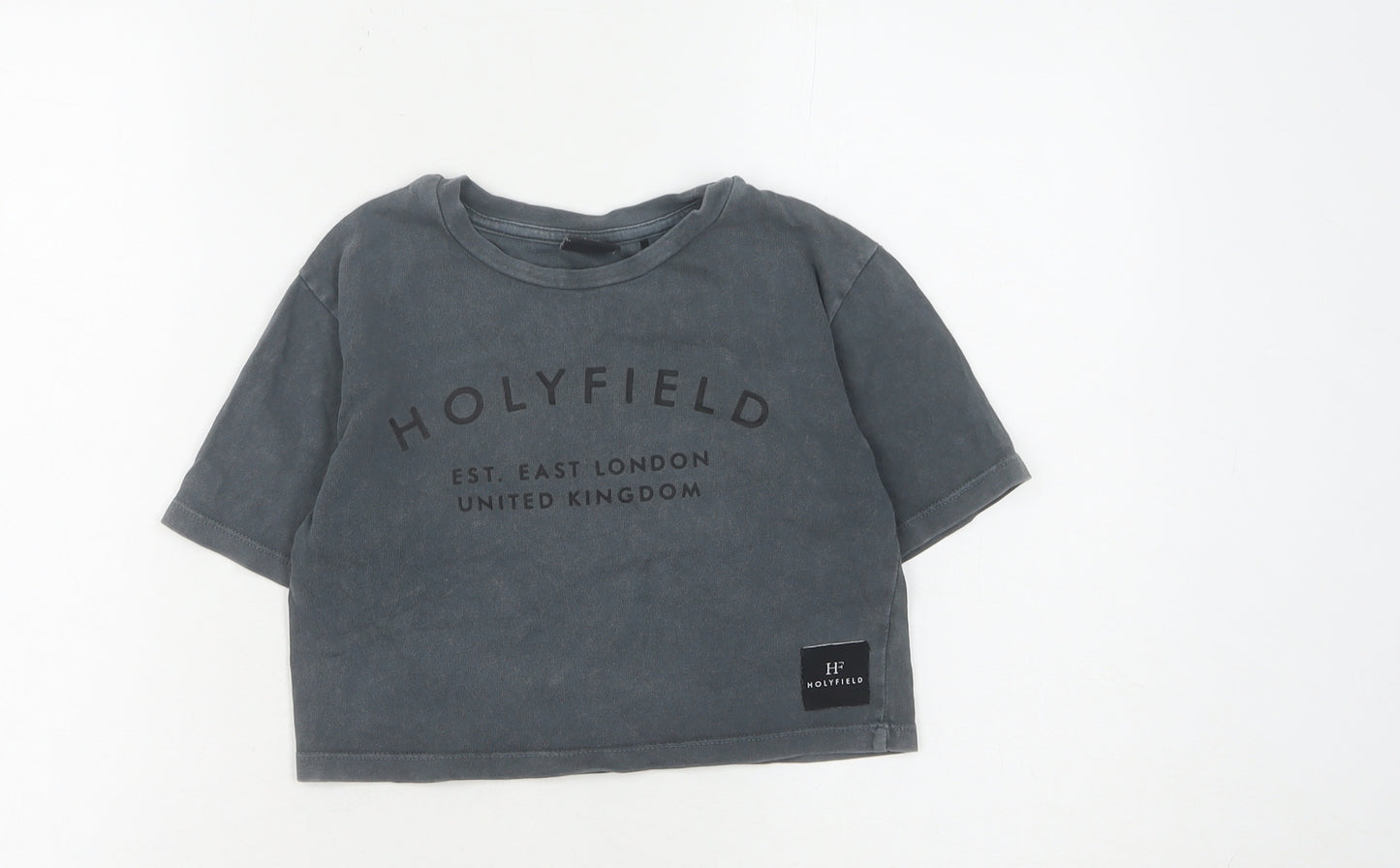 Holyfield Girls Black Cropped T-Shirt XS 8-10 Yrs