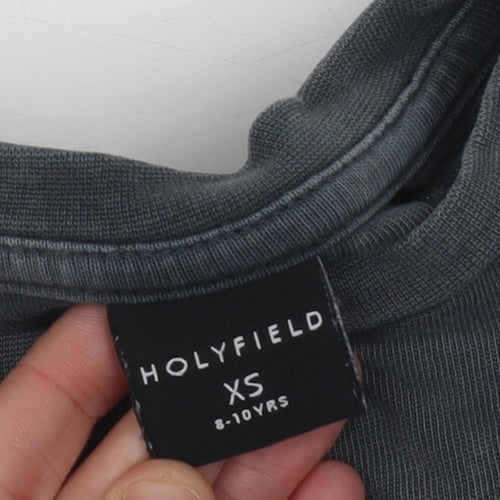Holyfield Girls Black Cropped T-Shirt XS 8-10 Yrs