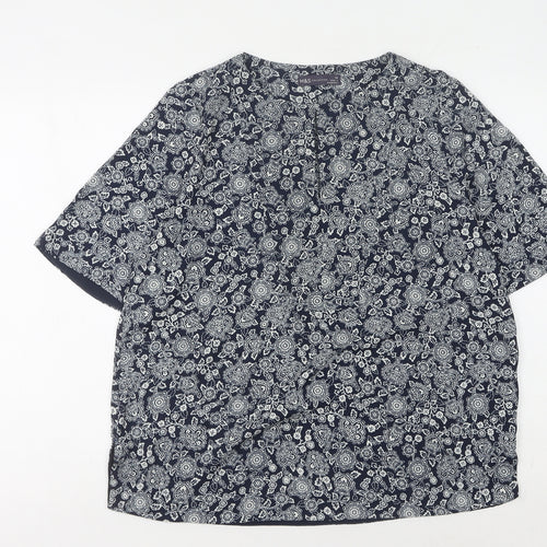 Marks and Spencer Women's Blue Floral Blouse Size 14