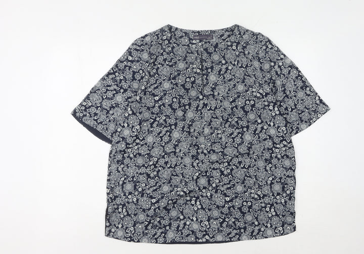 Marks and Spencer Women's Blue Floral Blouse Size 14