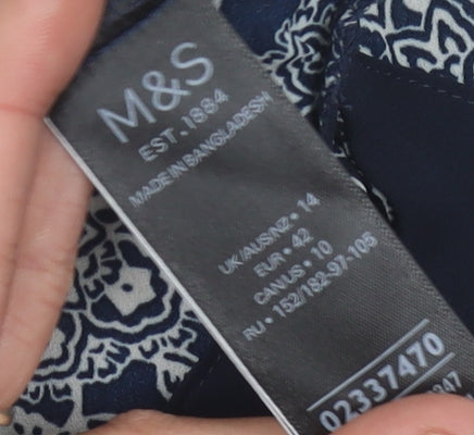 Marks and Spencer Women's Blue Floral Blouse Size 14