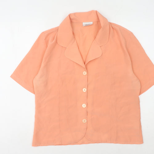 Classics Woman Orange Collared Blouse - Size 16, Short Sleeve