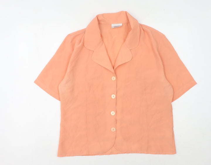 Classics Woman Orange Collared Blouse - Size 16, Short Sleeve