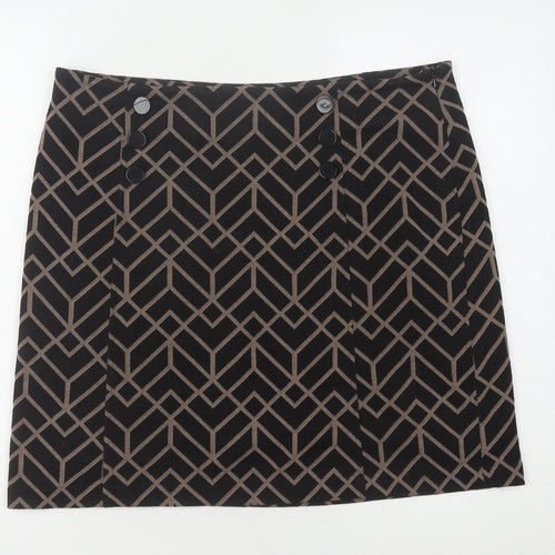 Wallis Women Black Geometric Pencil Skirt Size 14