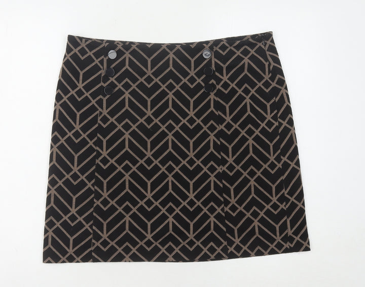 Wallis Women Black Geometric Pencil Skirt Size 14
