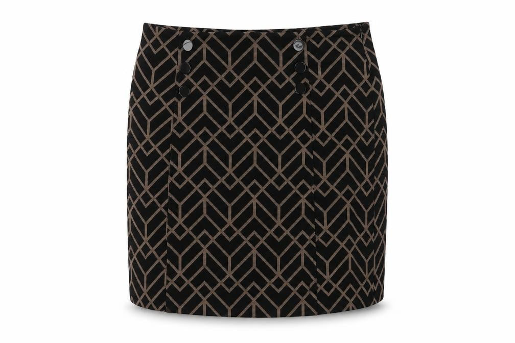 Front view of Wallis Women Black Geometric Pencil Skirt, size 14