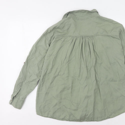 Zara Women's Green Cotton Button-Up Shirt Size 6