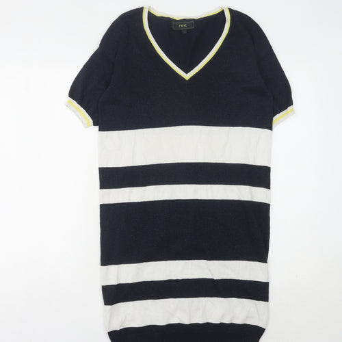 Next Women's Black and White Striped Dress, Size 10