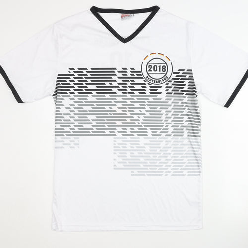 Adults Deutschland White Home Shirt Size L Short Sleeves
