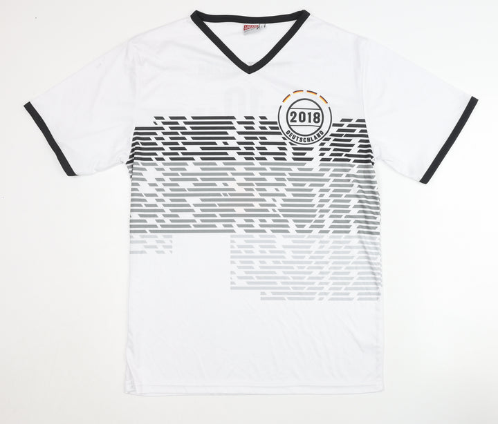 Adults Deutschland White Home Shirt Size L Short Sleeves