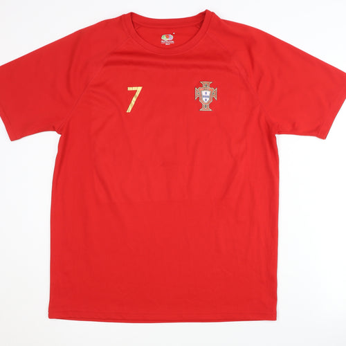 Men's Red Portugal Ronaldo 7 Shirt Size M Short Sleeves