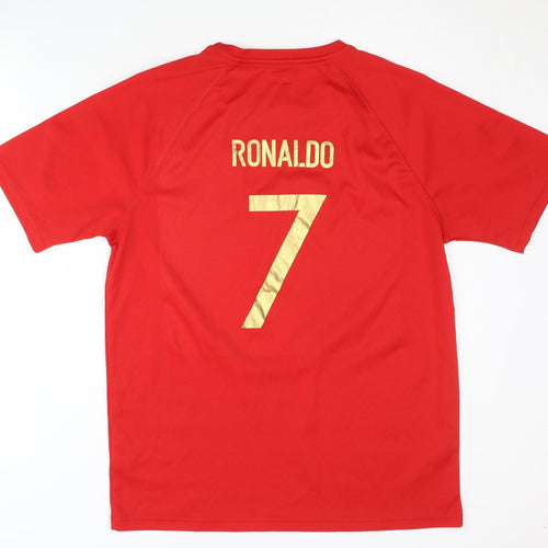 Men's Red Portugal Ronaldo 7 Shirt Size M Short Sleeves