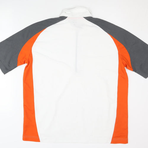 SHAMP Men's Polo Shirt, Large, White/Orange/Grey