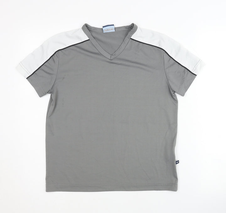 Fishbone Unisex Grey Polyester T-Shirt, Size S