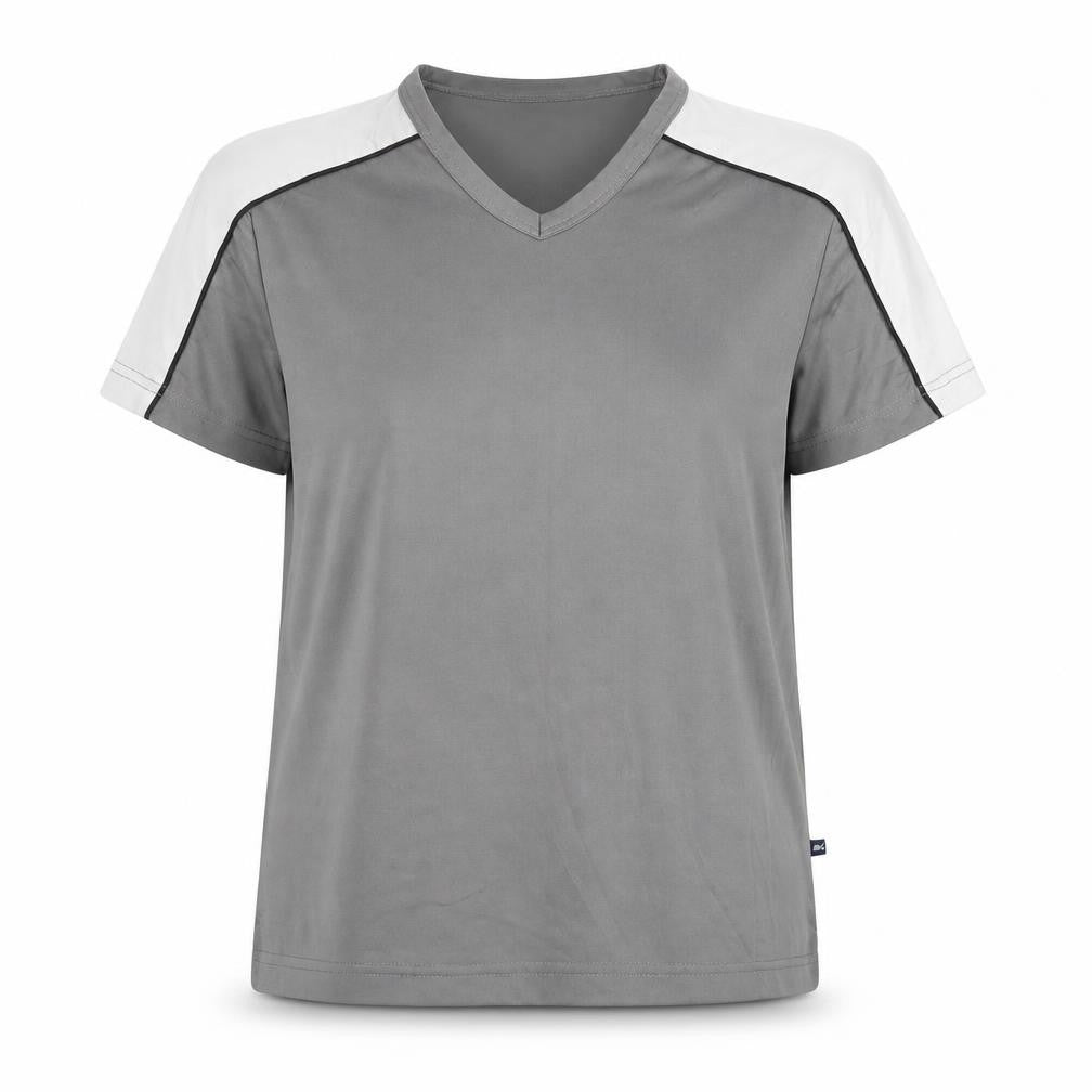 Front view of Fishbone unisex grey polyester t-shirt, size S