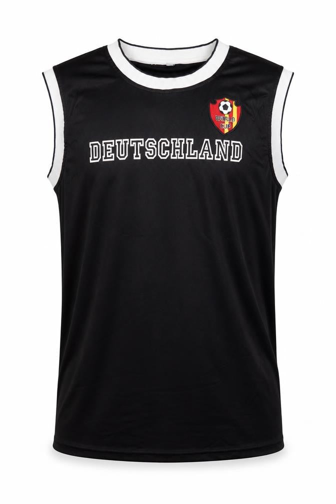 Front view of Half Moon Men's Black Football Tank Jersey L