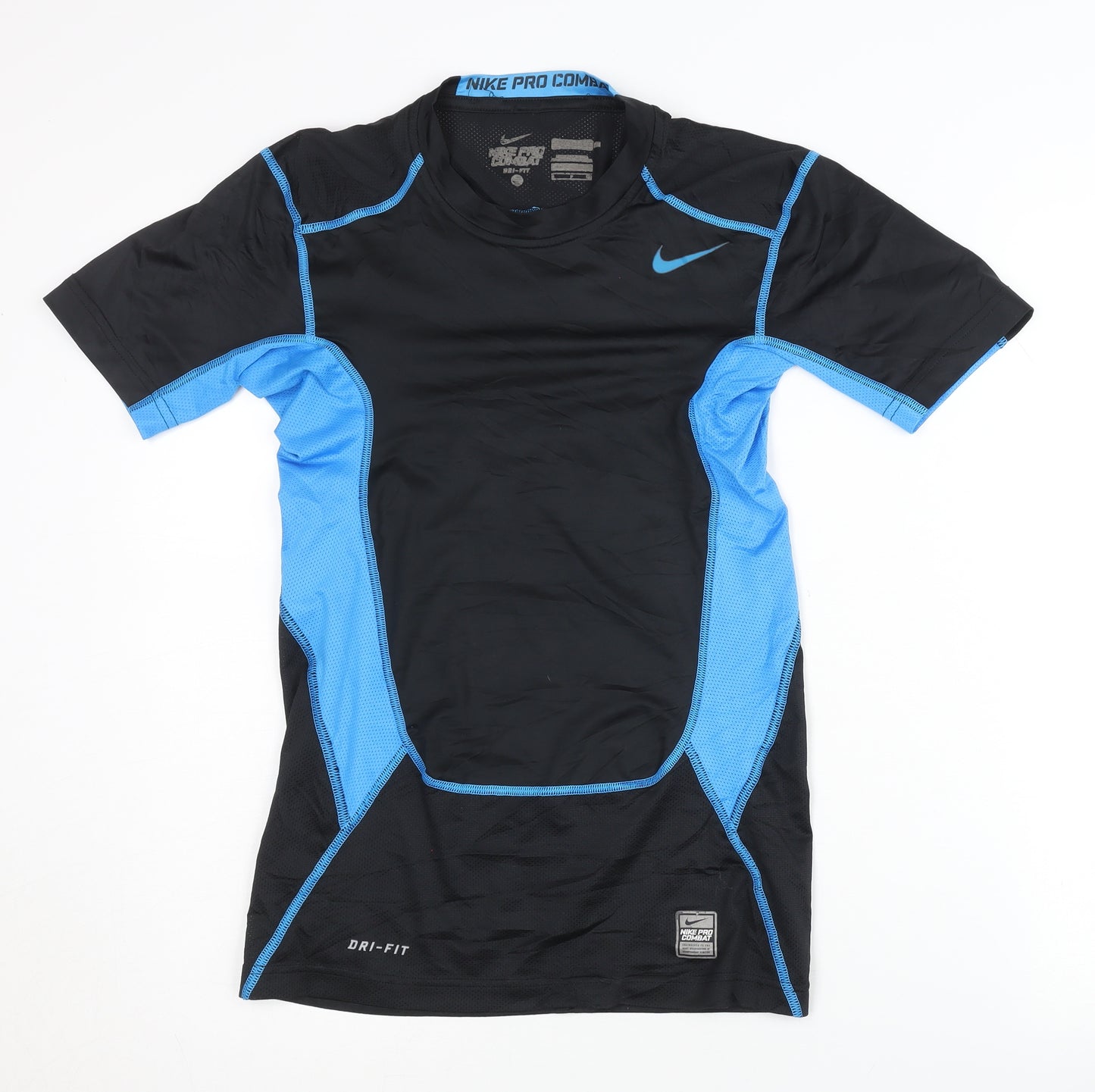 Nike Men's Black Blue Pro Combat Dri-Fit T-Shirt