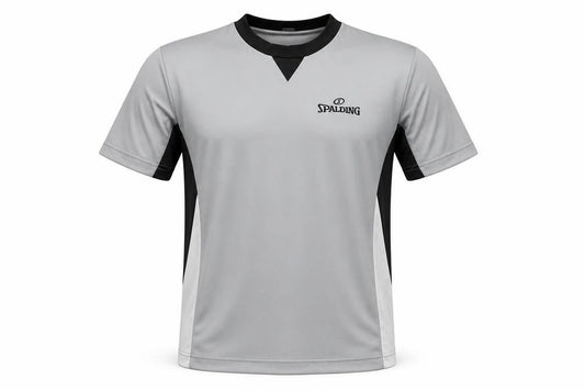 Front view of Spalding Men's Grey Black T-Shirt S