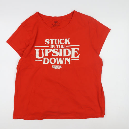 Stranger Things Women's Red T-Shirt, Size L, Casual