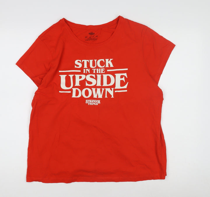 Stranger Things Women's Red T-Shirt, Size L, Casual