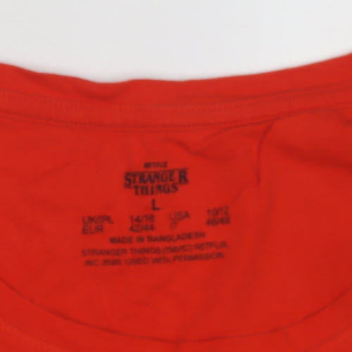 Stranger Things Women's Red T-Shirt, Size L, Casual