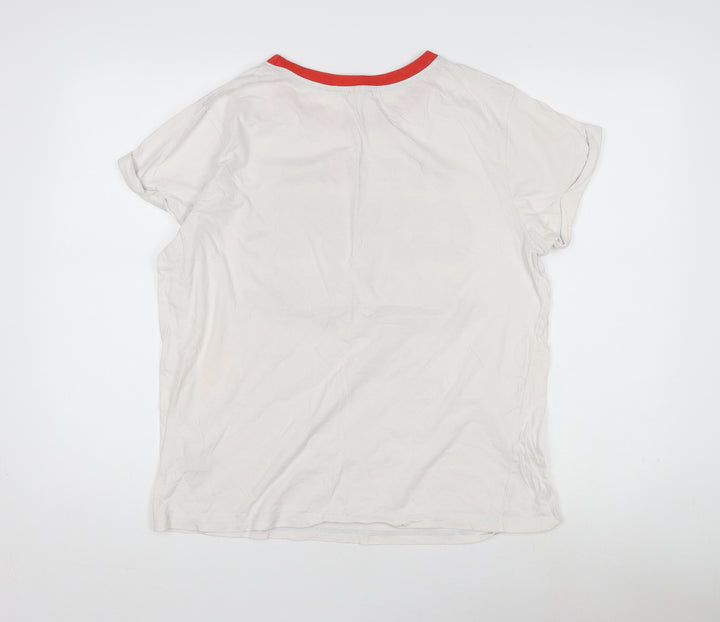 FRIENDS Women's White Graphic Ringer T-Shirt Size 16