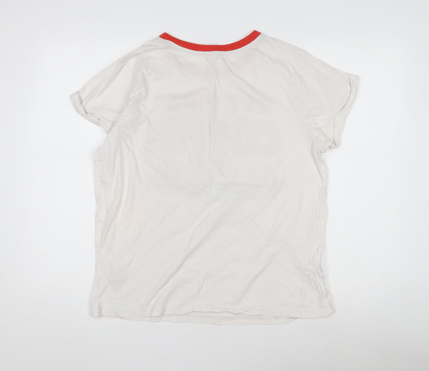 FRIENDS Women's White Graphic Ringer T-Shirt Size 16