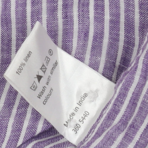Linen Village Men's Purple Striped Shirt Size L