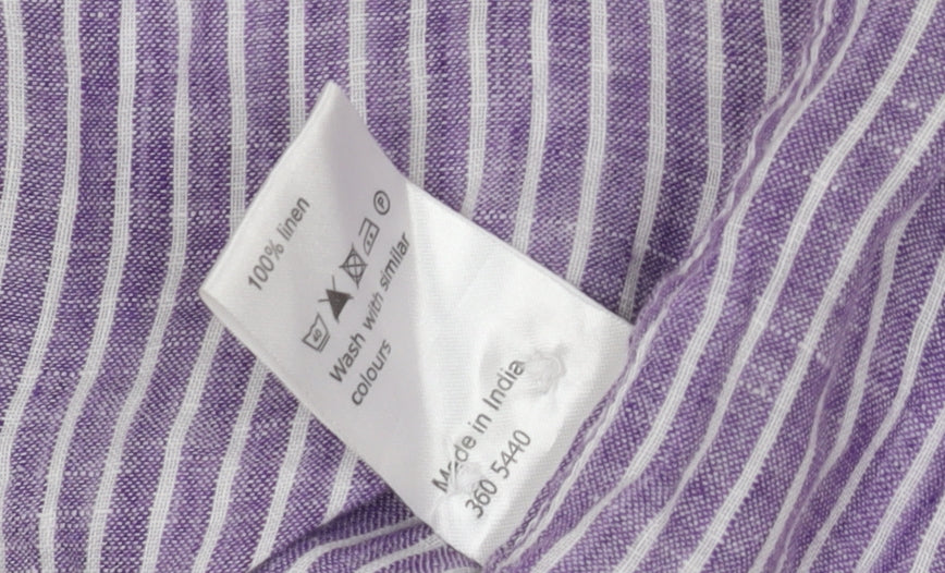Linen Village Men's Purple Striped Shirt Size L