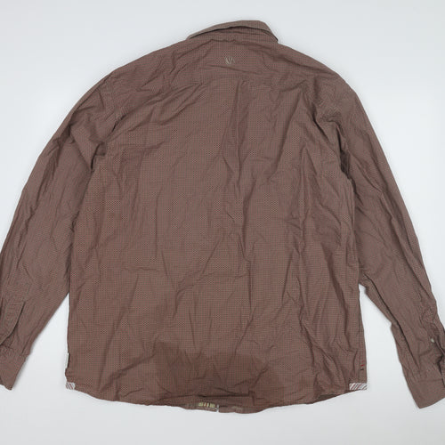 Fat Face Men's Brown Geometric Long Sleeve Shirt