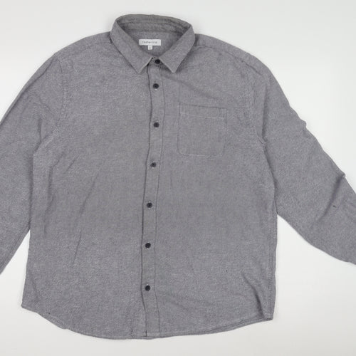 Red Herring Men's Grey Long Sleeve Button-Up Shirt L