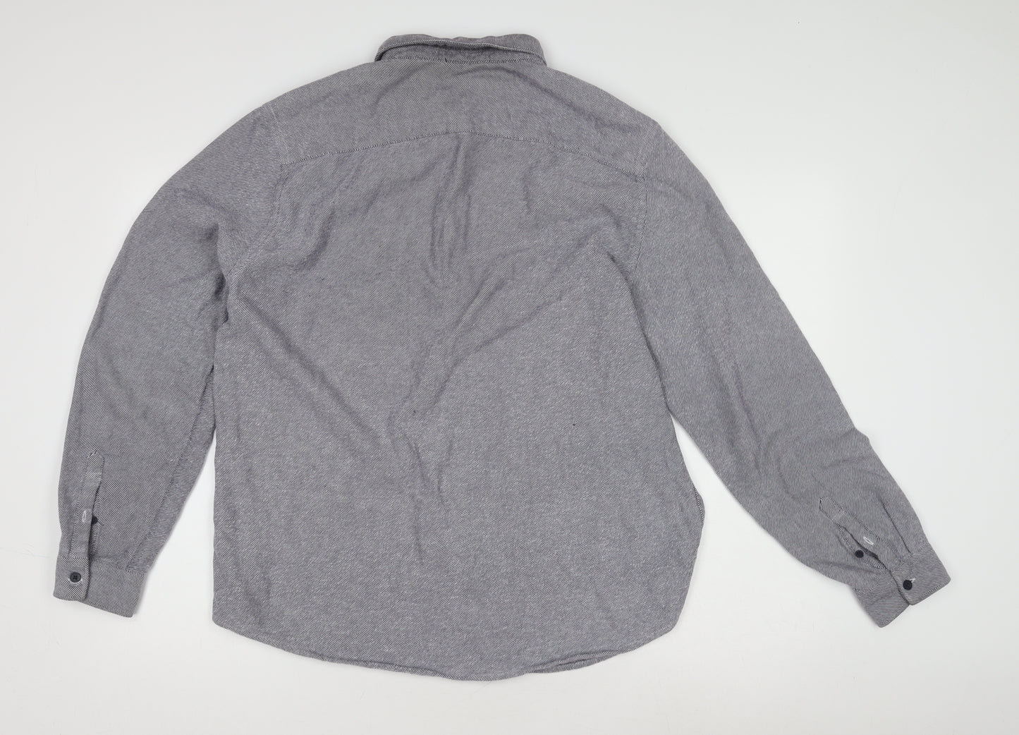 Red Herring Men's Grey Long Sleeve Button-Up Shirt L