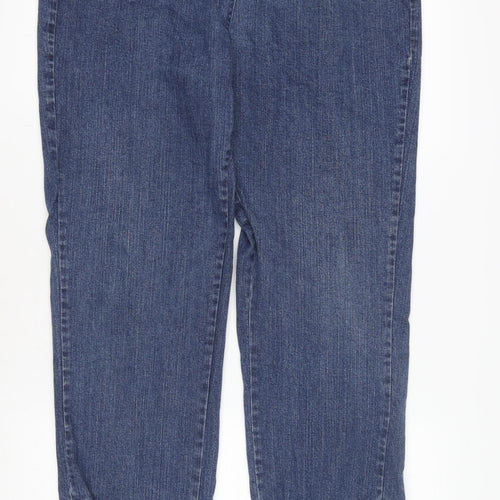 Women's Blue Regular Fit Straight Jeans, Size L