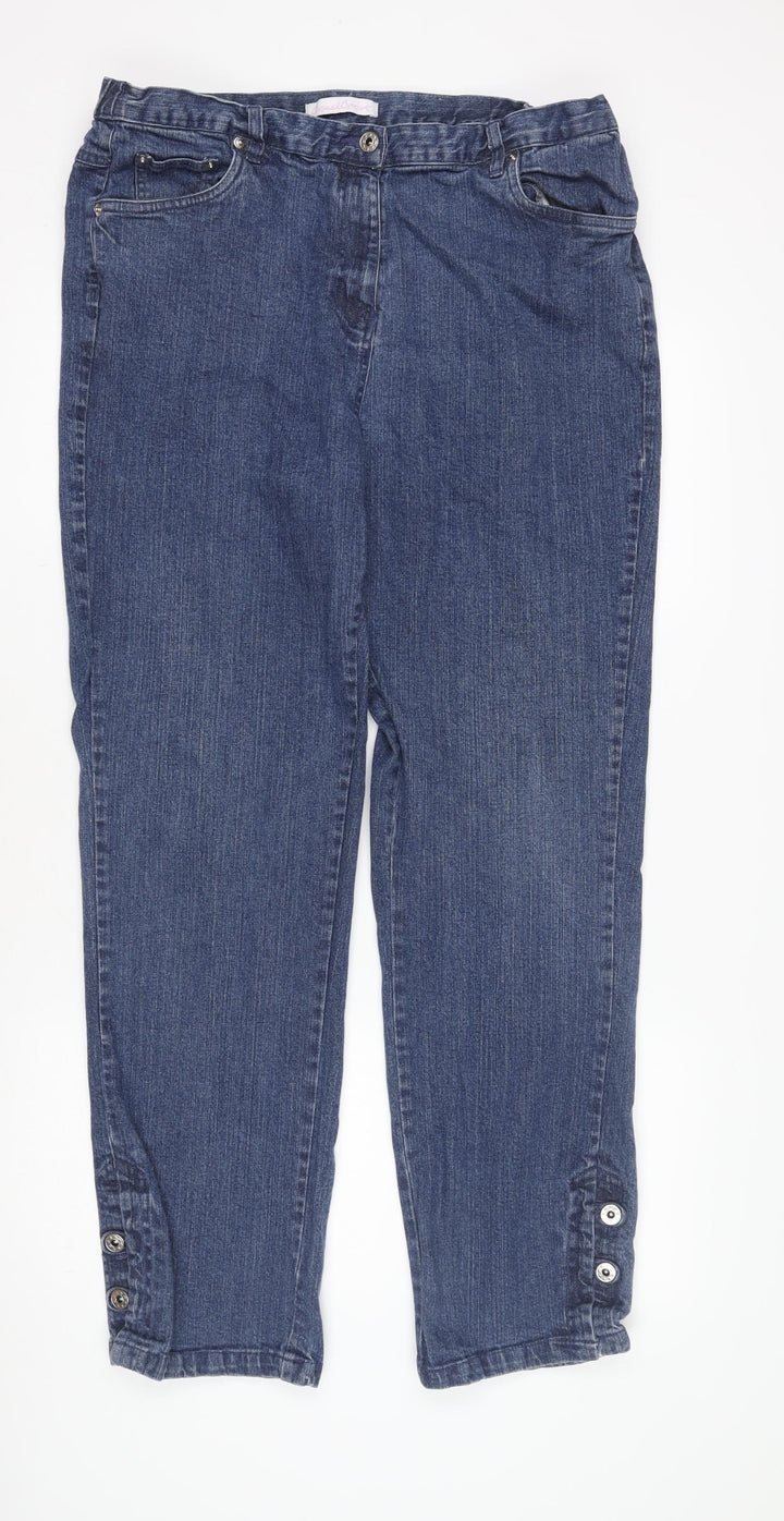 Women's Blue Regular Fit Straight Jeans, Size L