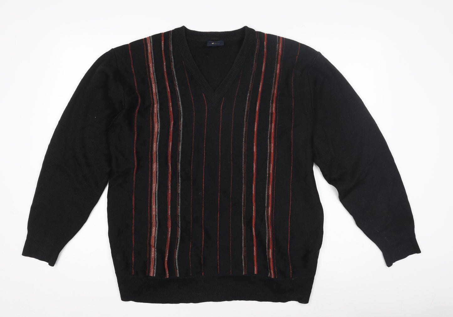 Felici Men's Black Striped Pullover Jumper L
